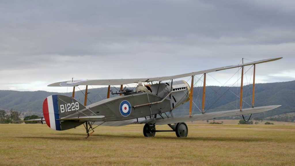 Bristol F.2B VH-IIZ taxiing at Red Thunder Airshow 2018.
