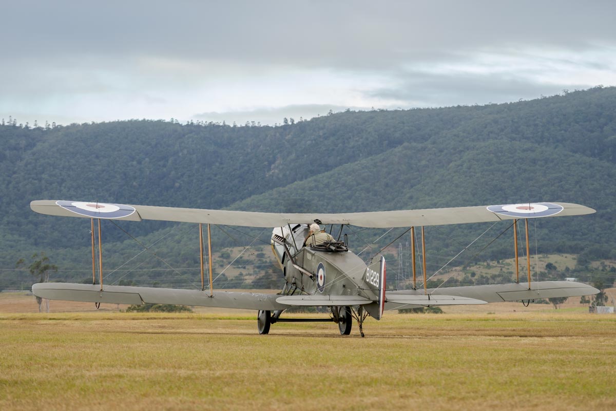 Bristol F.2B VH-IIZ taxiing at Red Thunder Airshow 2018.