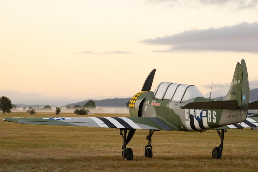 Yakovlev Yak-52 VH-YRO at sunrise.