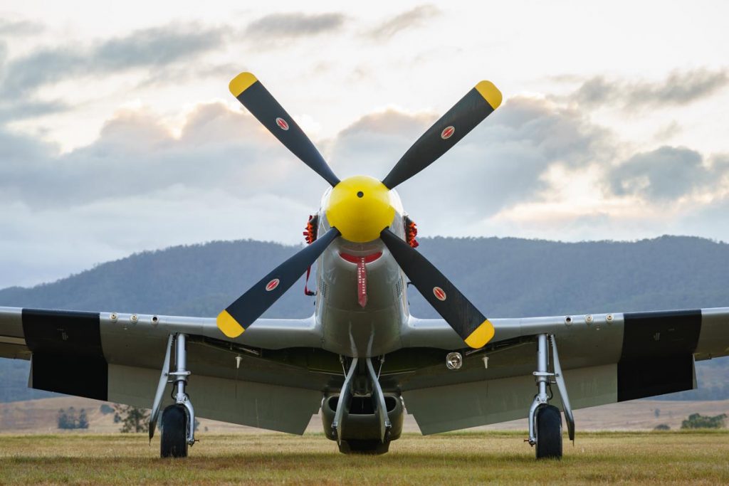 North American P-51D VH-FST "The Flying Undertaker" at sunrise.