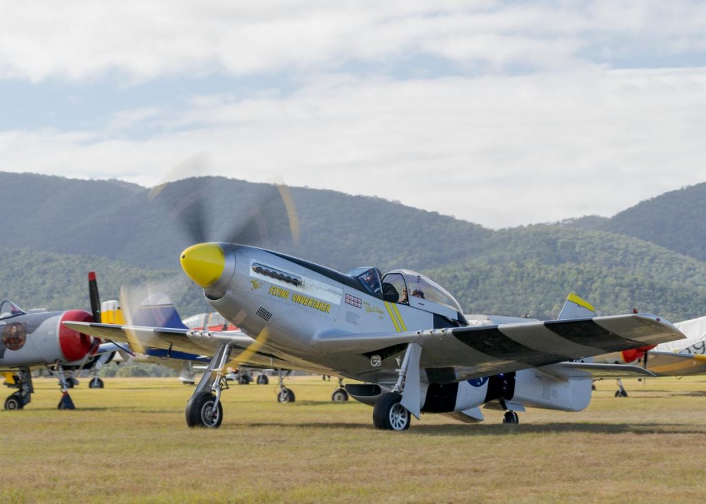 North American P-51D Mustang VH-FST taxiing at Red Thunder 2018 airshow.