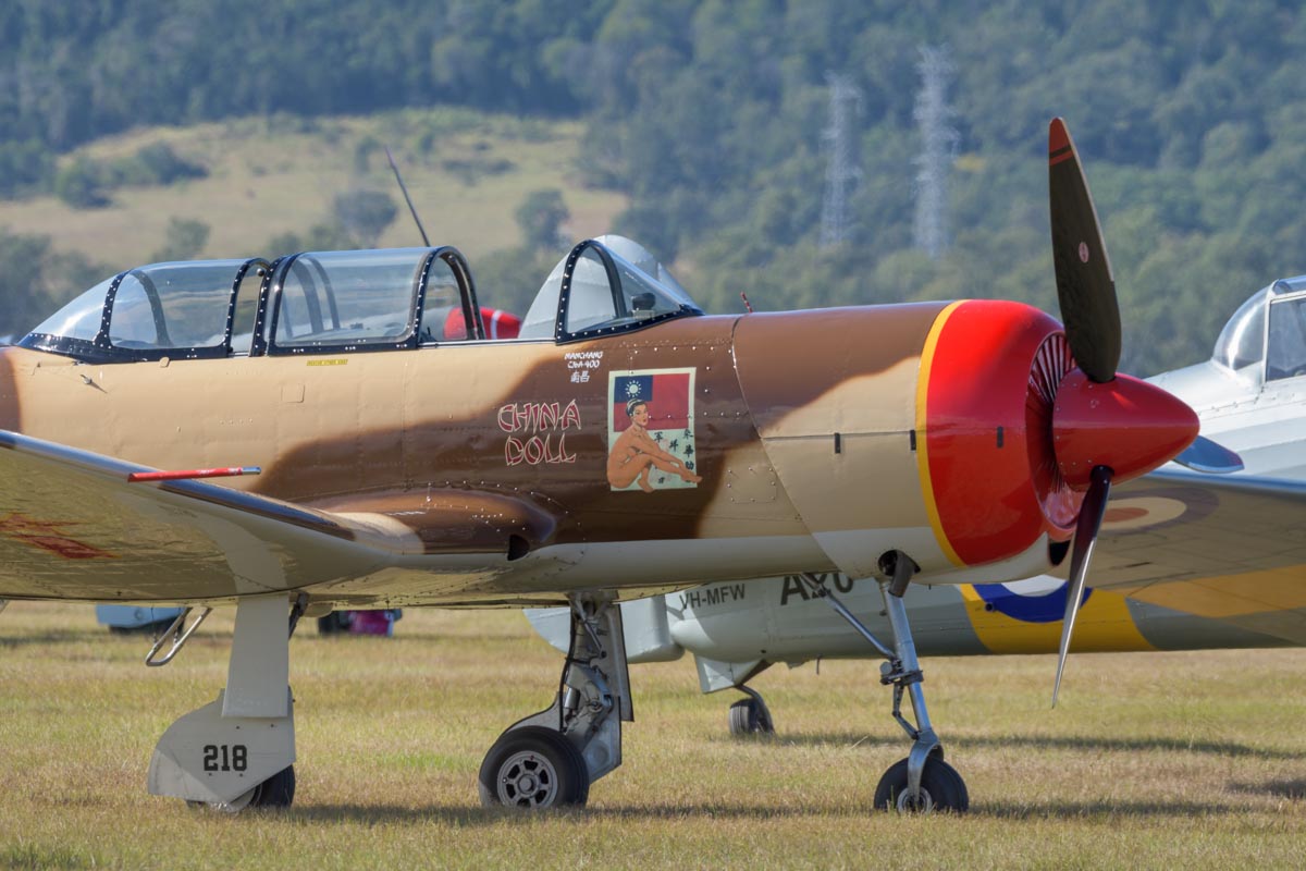 Nanchang CJ-6A VH-CJX in action at Red Thunder 2018 airshow.