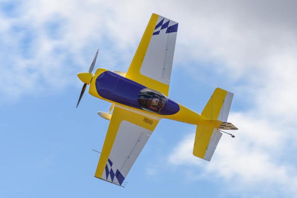 Multiple Unlimited Australian aerobatic champion Alan Kilpatrick puts his Rihn DR-107 VH-NIL through an aerobatic display at Red Thunder 2018 Airshow.