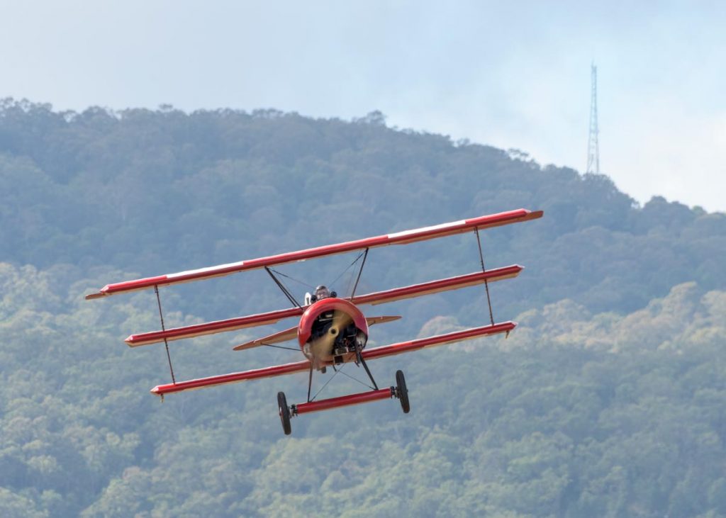 Fokker DR.I VH-FXP in flight at Red Thunder 2018 airshow.