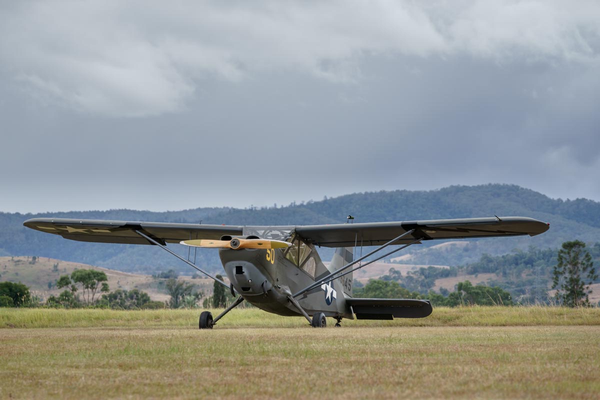 Stinson L-5B Sentinel VH-CRO at Red Thunder 2018 airshow.