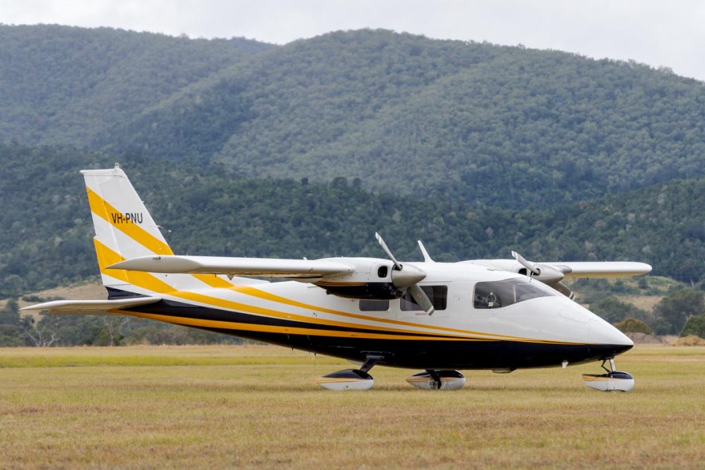 Partenavia P.68B VH-PNU parked on the flight line at Red Thunder 2018 airshow.