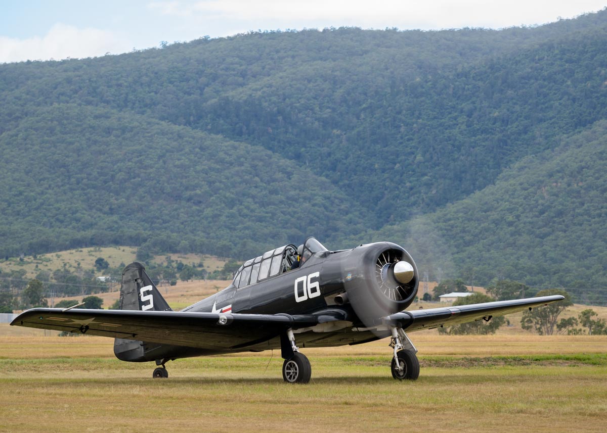 North American AT-6C Texan with engine running at Red Thunder 2018 airshow.