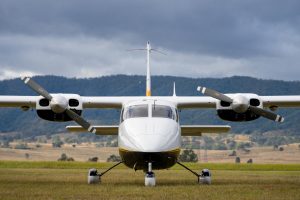 Partenavia P.68B VH-PNU parked on the flight line at Red Thunder 2018 airshow.