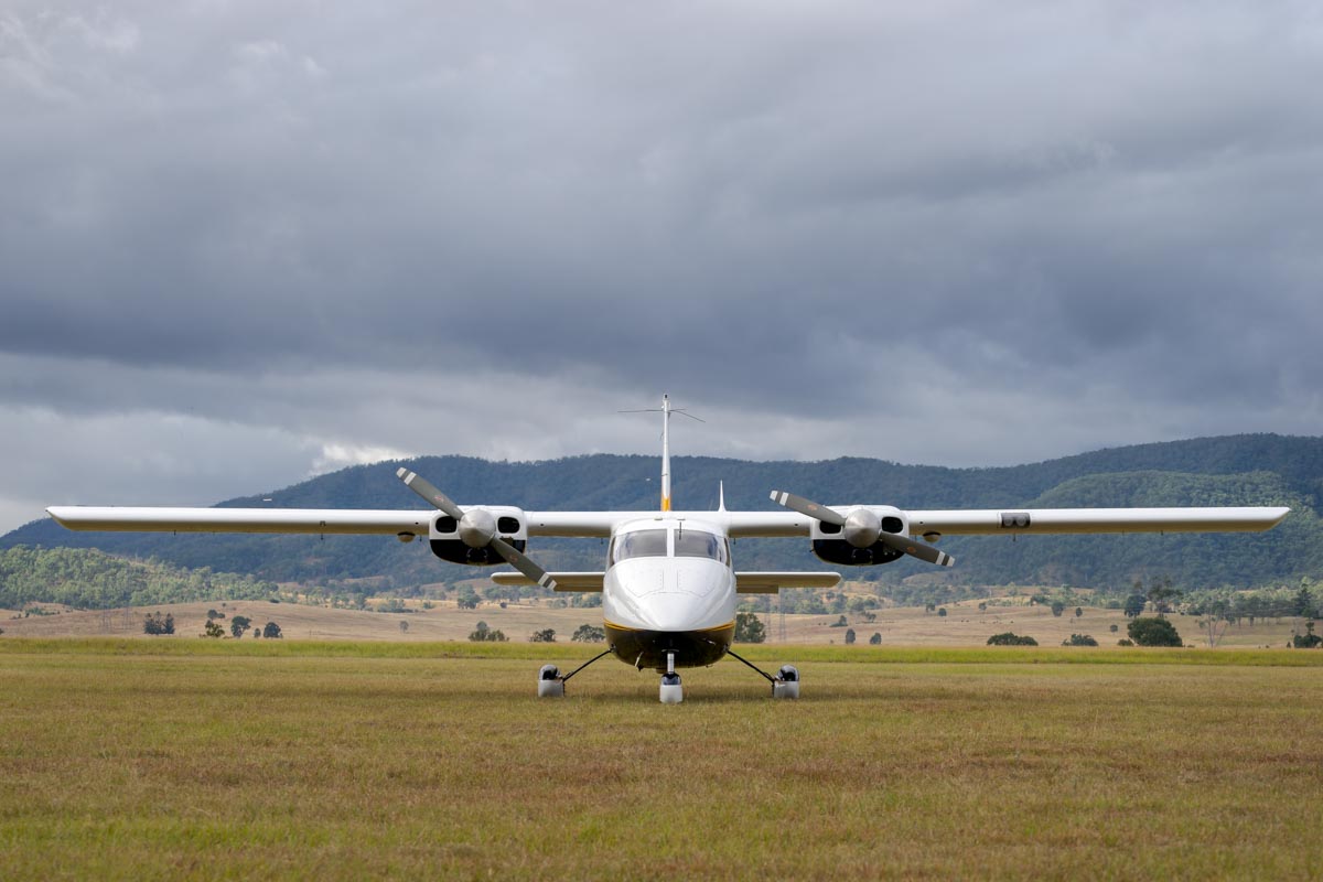Partenavia P.68B VH-PNU parked on the flight line at Red Thunder 2018 airshow.