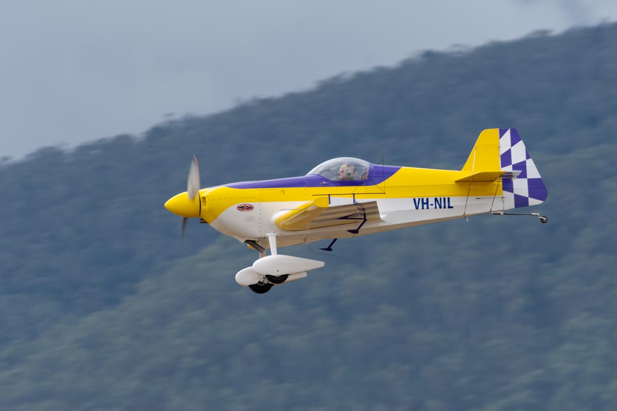 Multiple Unlimited Australian aerobatic champion Alan Kilpatrick puts his Rihn DR-107 VH-NIL through an aerobatic display at Red Thunder 2018 Airshow.