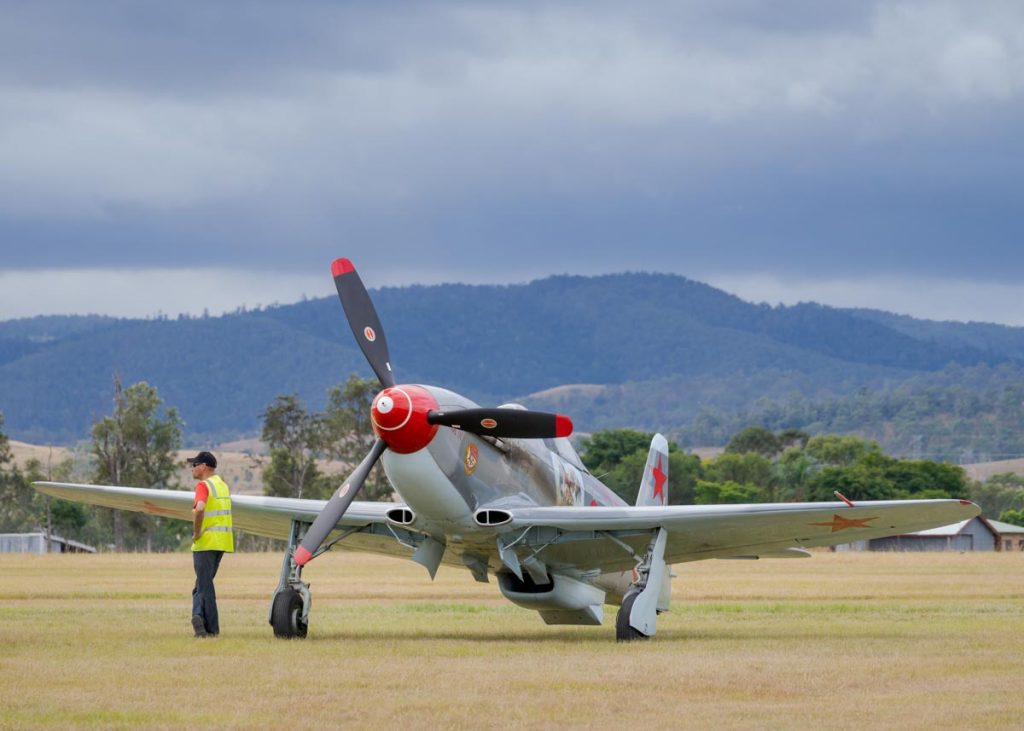 Yakovlev Yak-9UM VH-YIX parked at Red Thunder 2018 airshow.