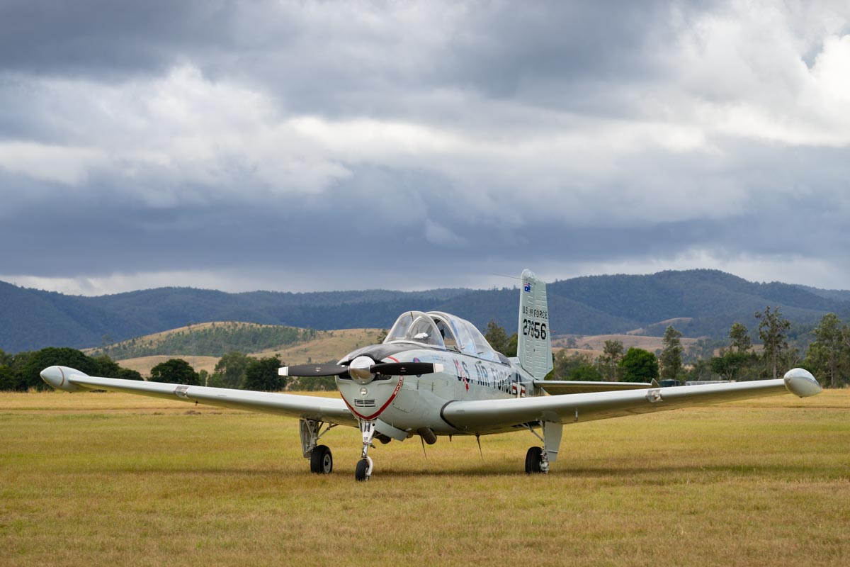 Beechcraft T-34A Mentor VH-XUS in action at Red Thunder 2018 airshow.