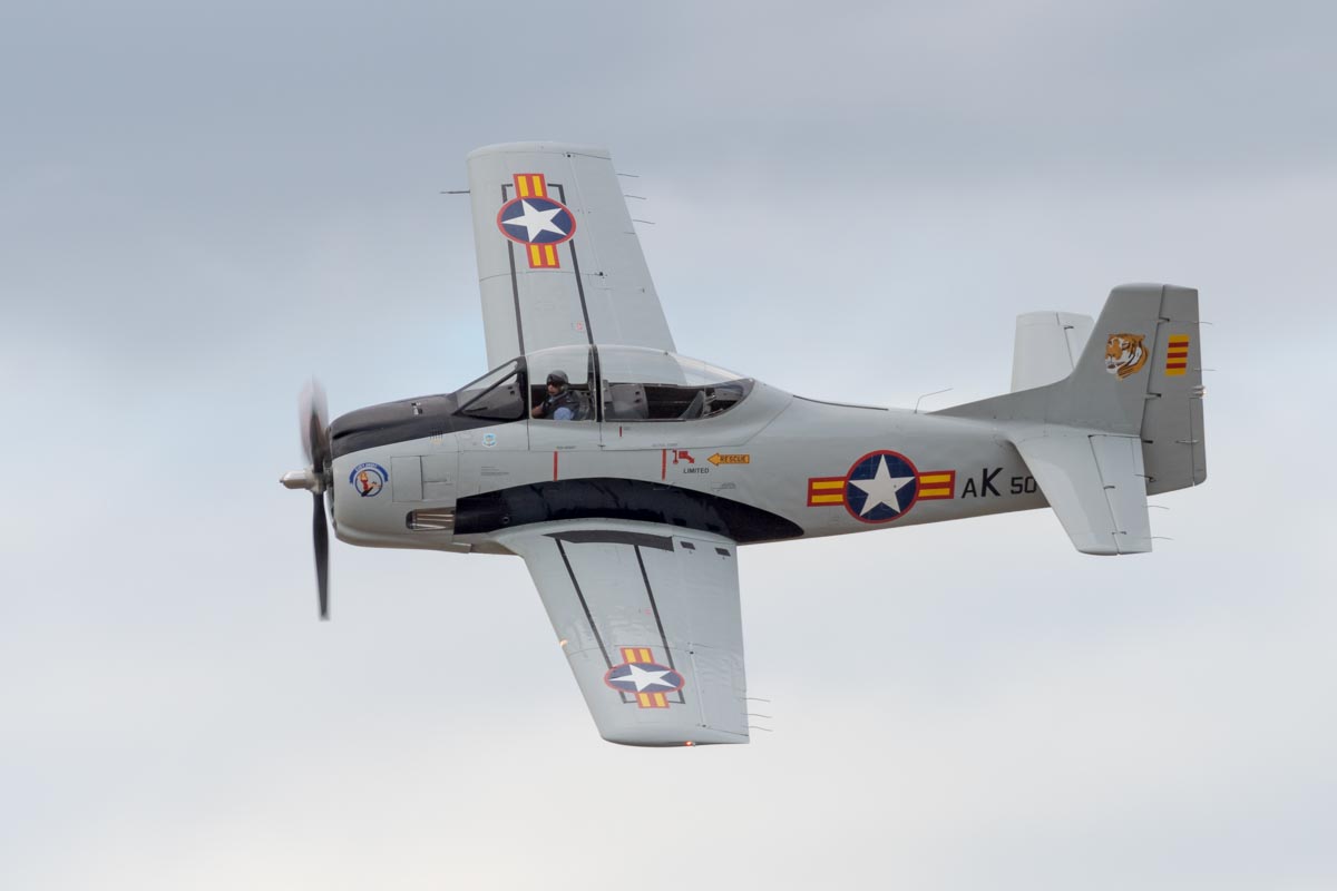 North American T-28A VH-VBT in flight at Red Thunder 2018.