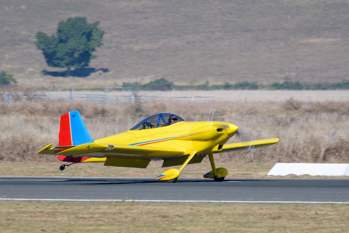 Vans RV-4 VH-HZZ landing at Lismore Aviation Expo 2018 airshow.
