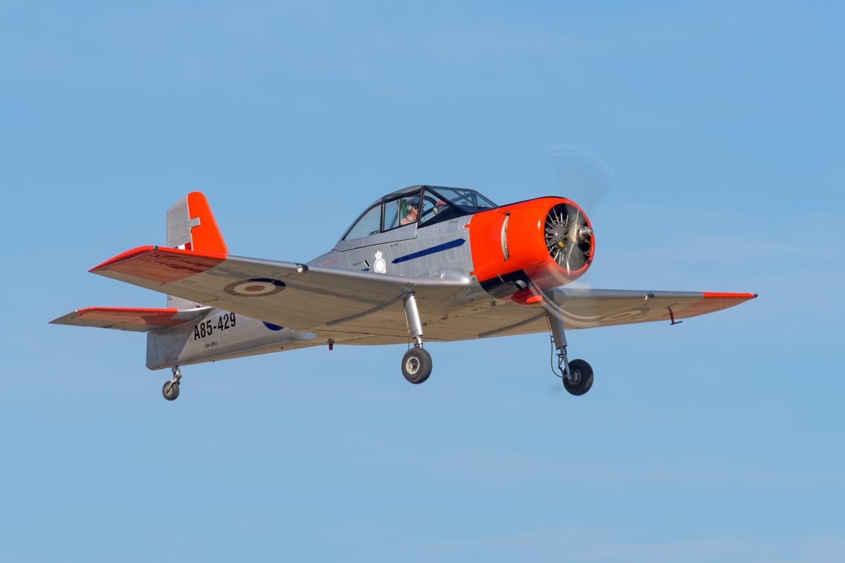 CAC CA-25 Winjeel VH-OPJ in flight at the Lismore Aviation Expo 2018 airshow.
