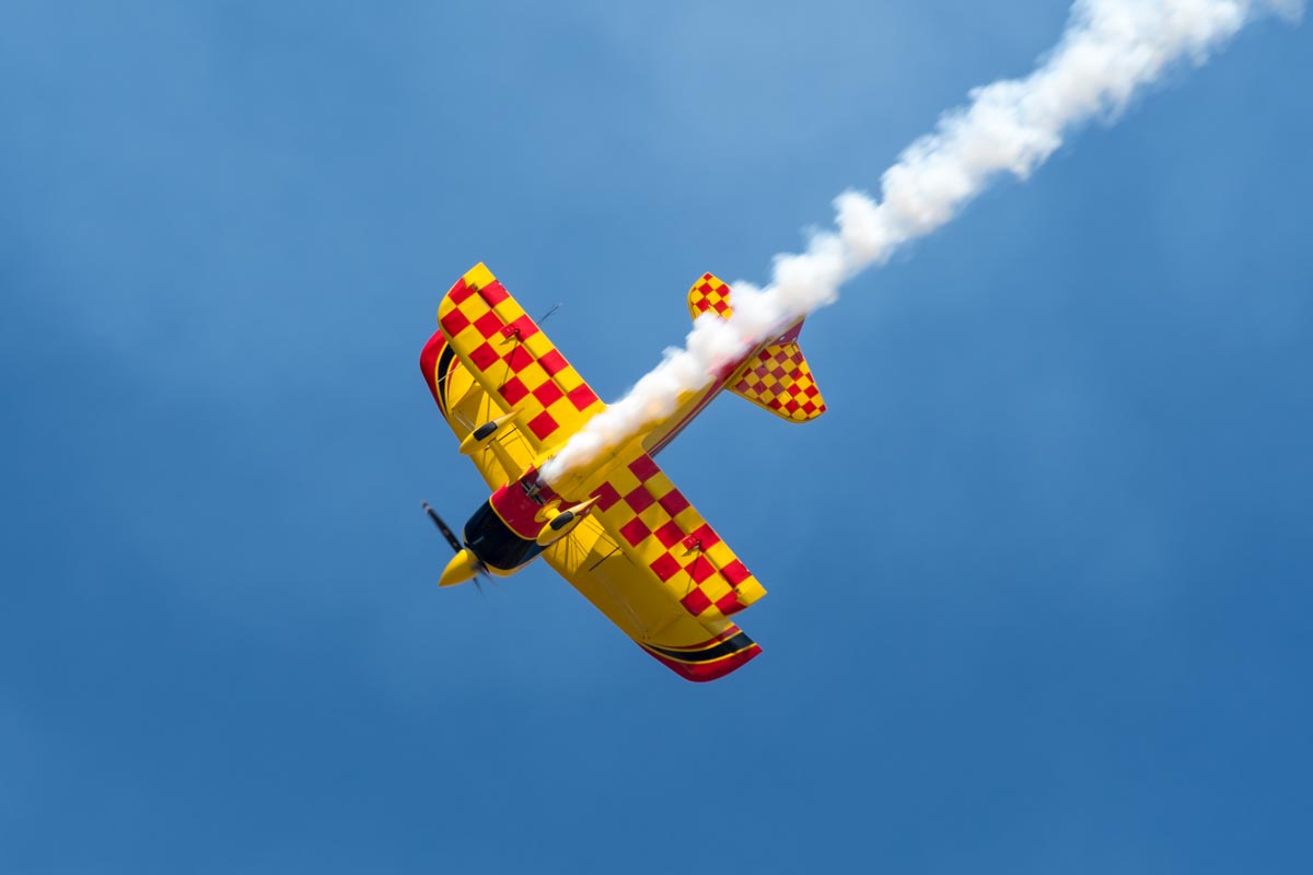 Paul Bennet Airshows WolfPitts Pro VH-PVB during its solo aerobatic display at the Lismore Aviation Expo 2018 airshow.