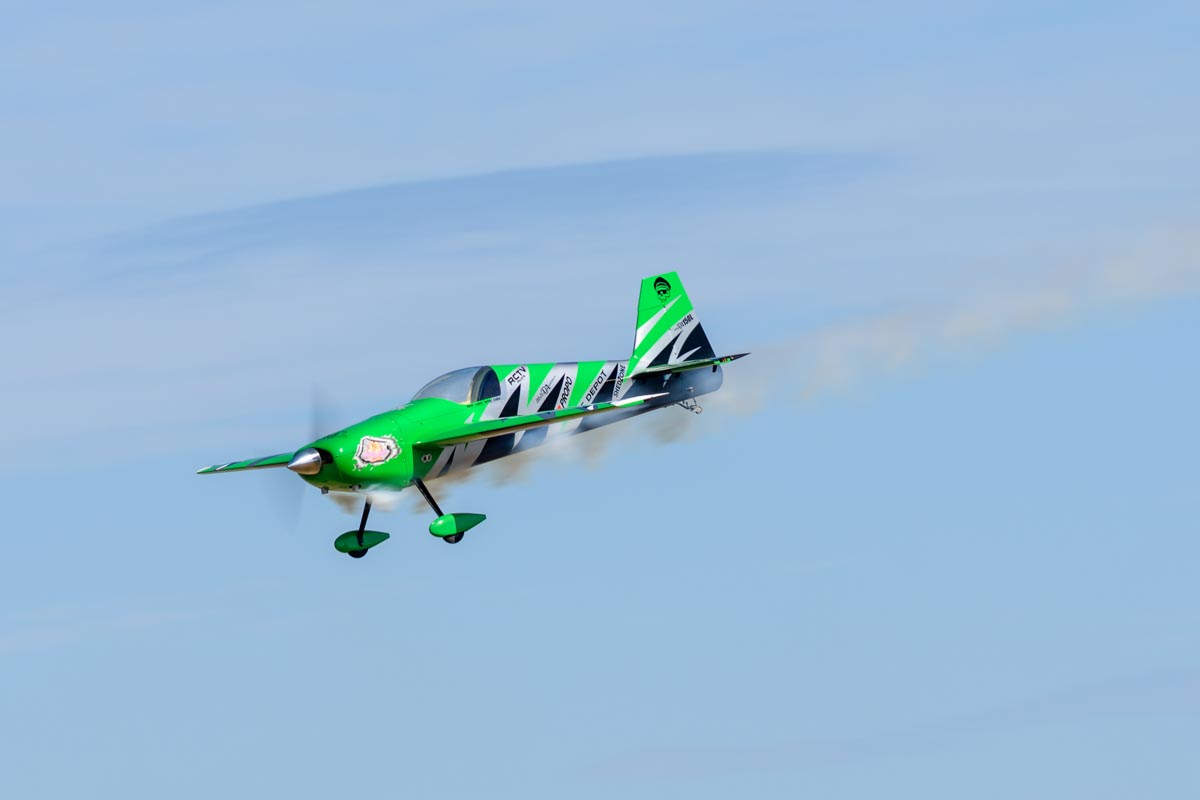 RC model aircraft piloted by Aaron "Bones" Garle at Lismore Aviation Expo 2018 airshow.