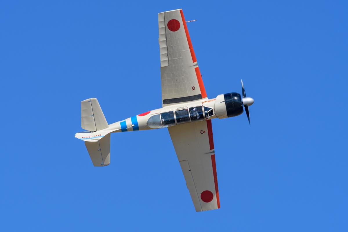 Yakovlev Yak-52 VH-YNO "Geisha Girl" during its flying display at the Lismore Aviation Expo 2018 airshow.