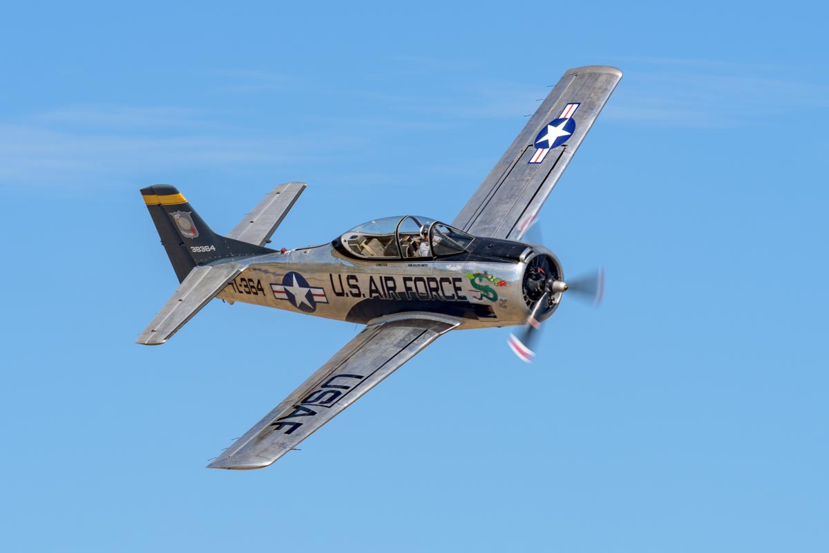 North American T-28D Trojan VH-TRO "Huff n Puff" during its flying display at the Lismore Aviation Expo 2018 airshow.