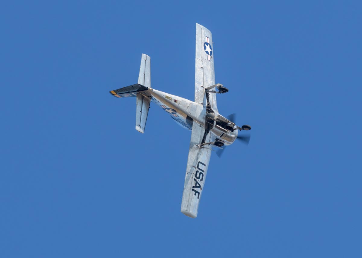 North American T-28D Trojan VH-TRO "Huff n Puff" during its flying display at the Lismore Aviation Expo 2018 airshow.