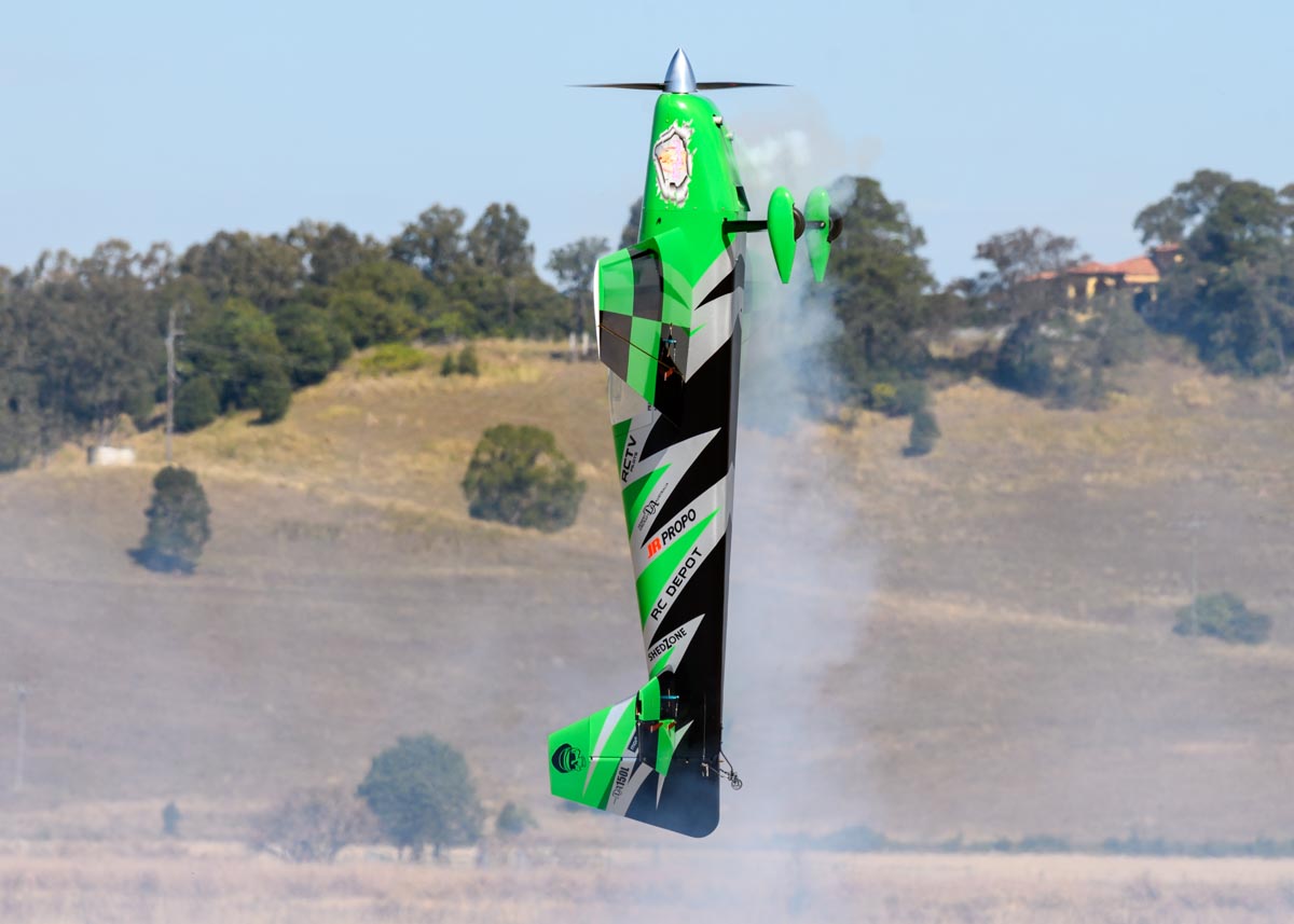 RC model aircraft piloted by Aaron "Bones" Garle at Lismore Aviation Expo 2018 airshow.