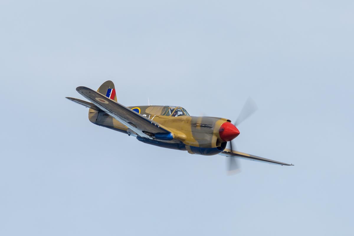 Curtiss P-40E Kittyhawk Mk IA VH-KTY during its flying display at the Lismore Aviation Expo 2018 airshow.