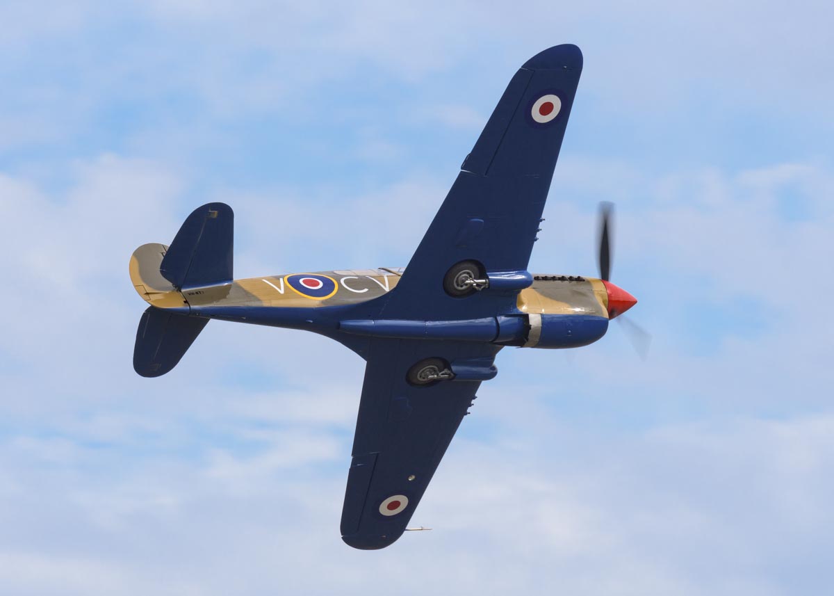 Curtiss P-40E Kittyhawk Mk IA VH-KTY during its flying display at the Lismore Aviation Expo 2018 airshow.