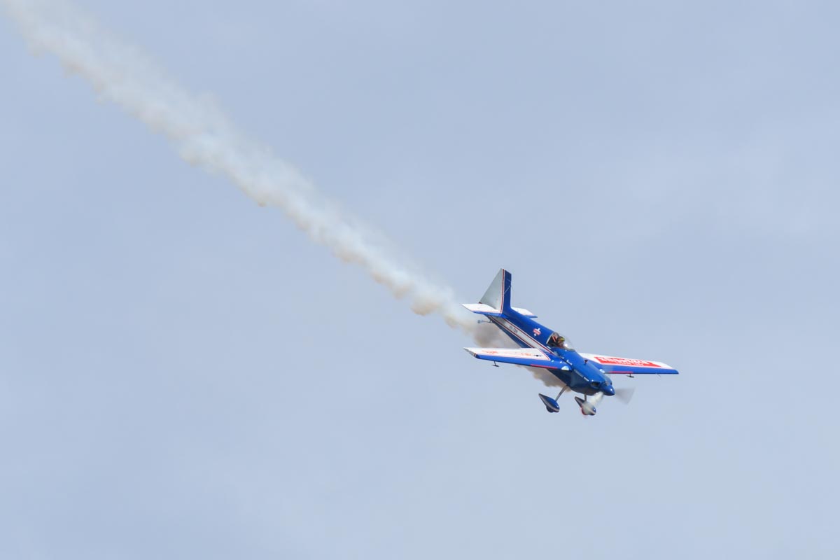 Paul Bennet Airshows Rebel 200 VH-TBN performing its solo aerobatic display at Lismore Aviation Expo 2018 public airshow.