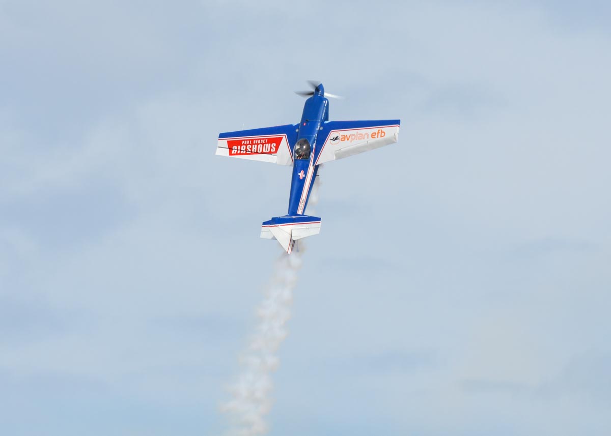 Paul Bennet Airshows Rebel 200 VH-TBN performing its solo aerobatic display at Lismore Aviation Expo 2018 public airshow.