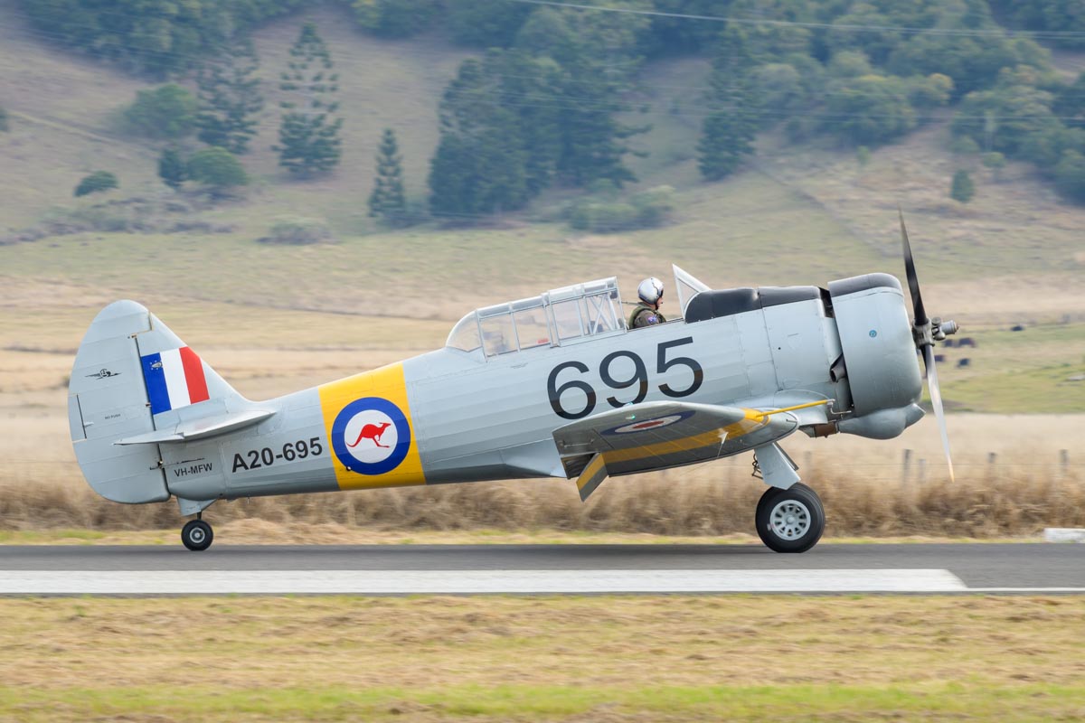 CAC CA-16 Wirraway VH-MFW taxiing at Lismore Aviation Expo 2018 airshow.