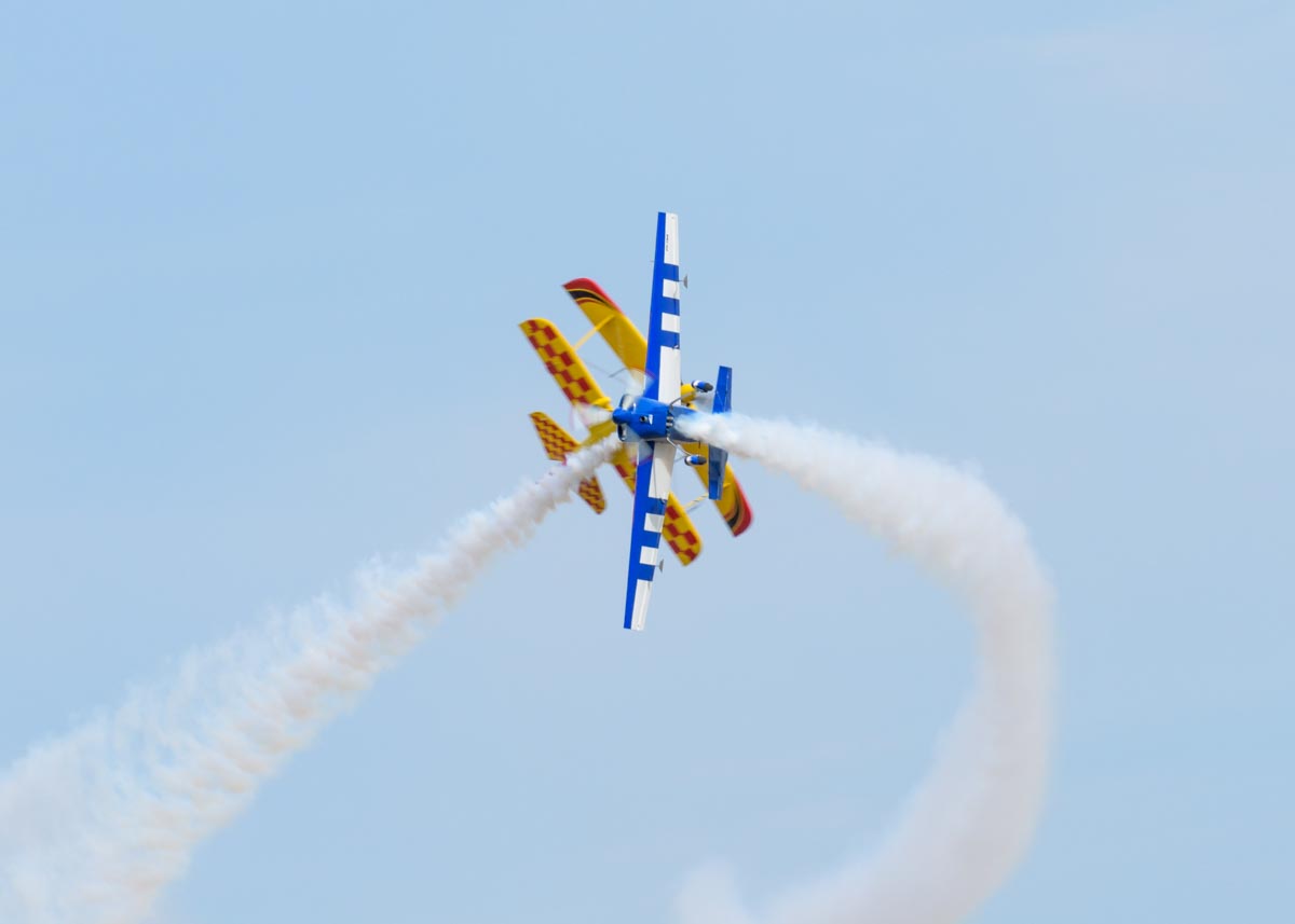 Paul Bennet Airshows WolfPitts Pro VH-PVB and Rebel 300 VH-TBN performing their aerobatic display at Lismore Aviation Expo 2018 public airshow.