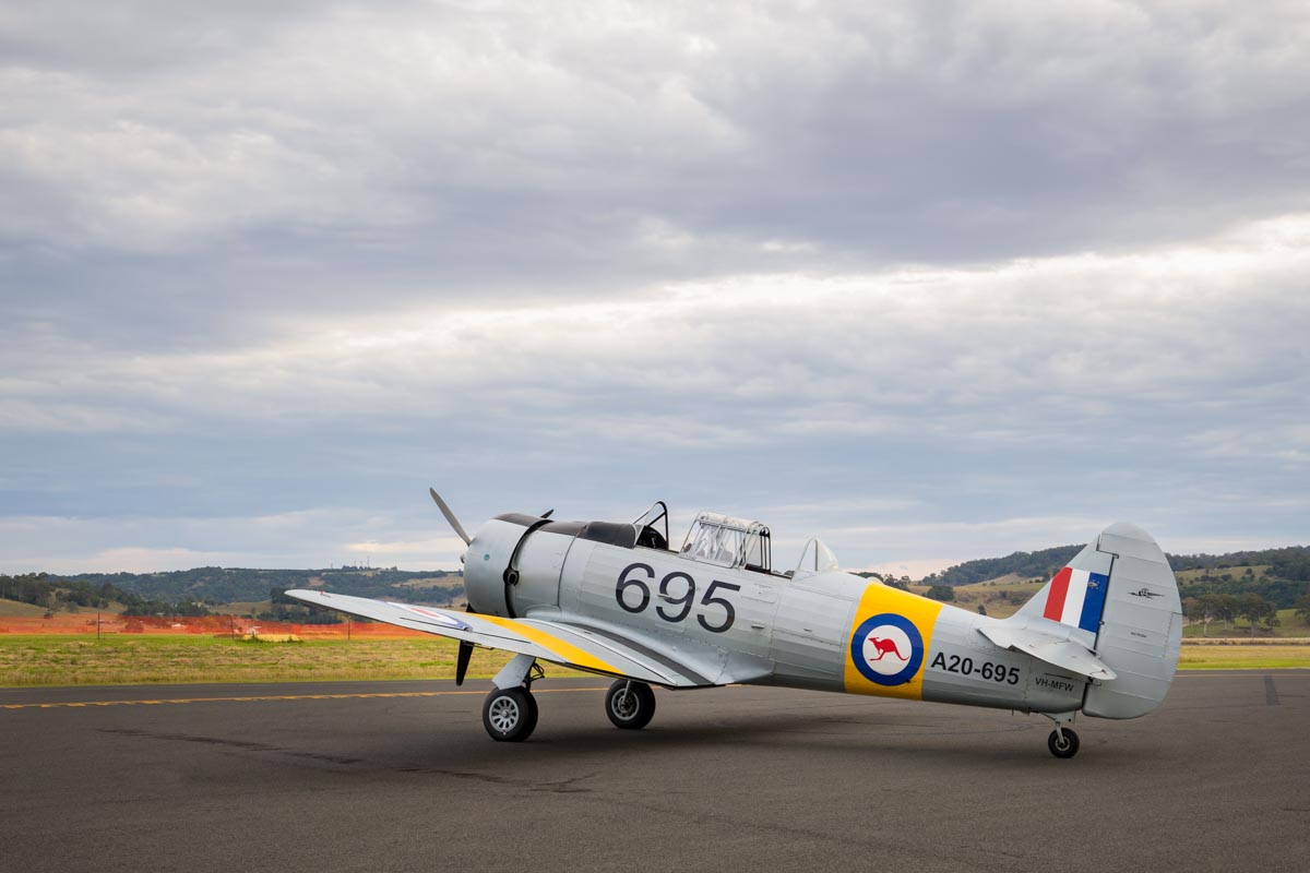 CAC CA-16 Wirraway VH-MFW parked at Lismore Aviation Expo 2018 airshow.