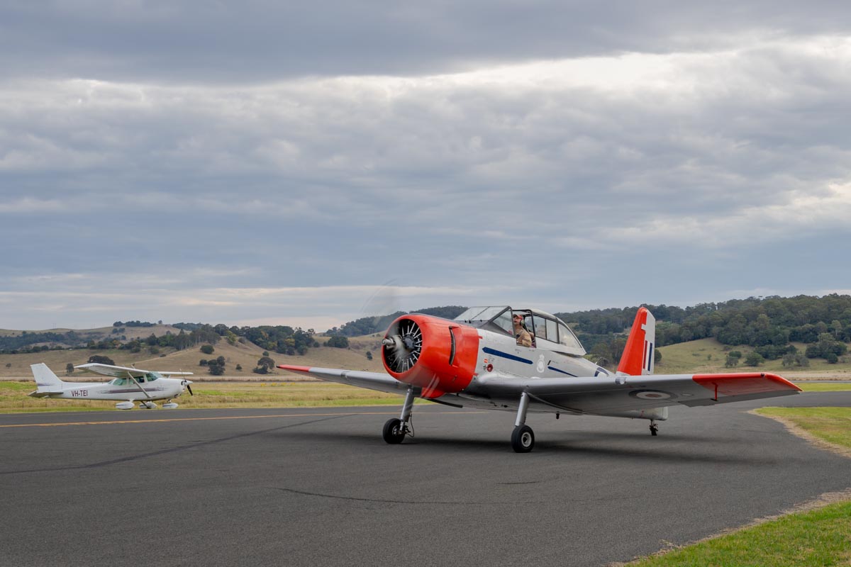 CAC CA-25 Winjeel VH-OPJ taxiing at the Lismore Aviation Expo 2018 airshow.