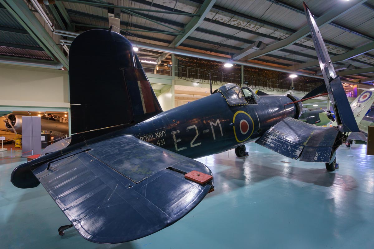Vought Corsair Mk IV KD431 on display at the Royal Navy Fleet Air Arm Museum.