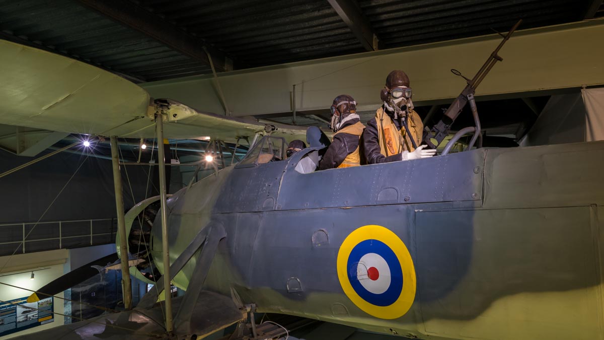 Fairey Swordfish II HS618 diorama showing crew positions at the Royal Navy Fleet Air Arm Museum