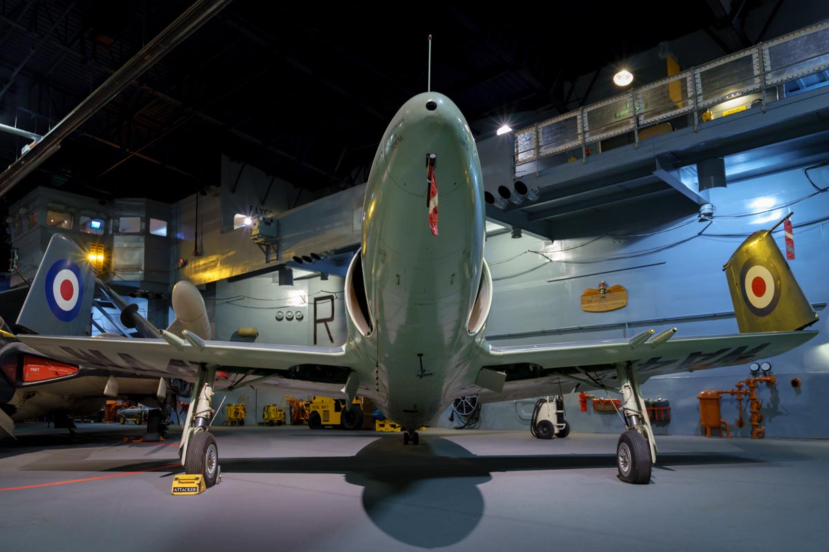Supermarine Attacker F.1 WA473 on display at the Royal Navy Fleet Air Arm Museum.