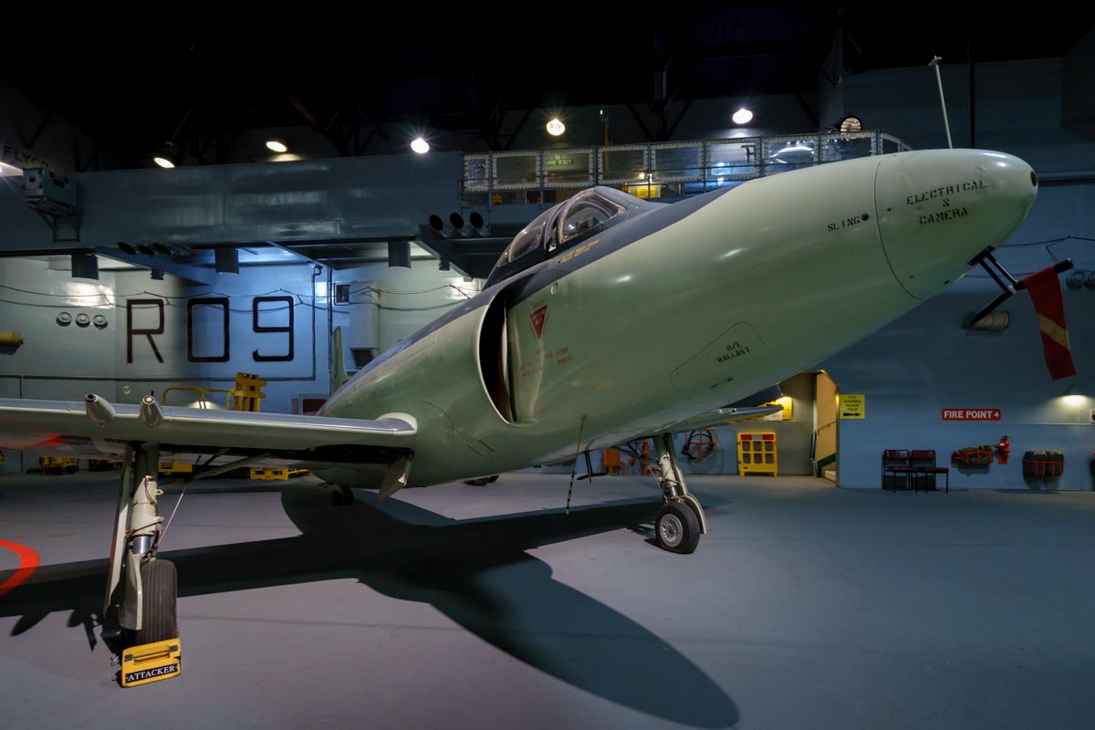 Supermarine Attacker F.1 WA473 on display at the Royal Navy Fleet Air Arm Museum.