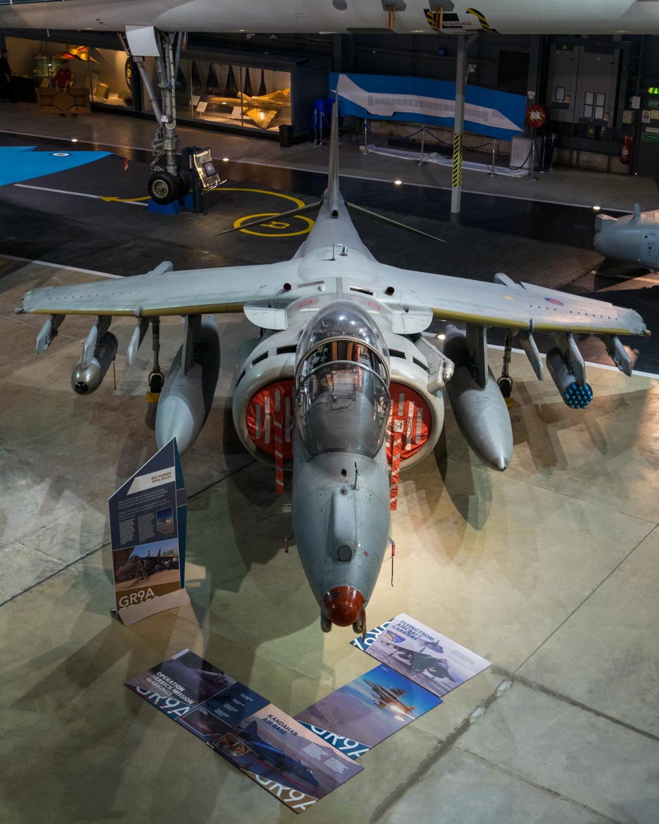Hawker Harrier II GR.9A ZD433 on display at the Royal Navy Fleet Air Arm Museum.