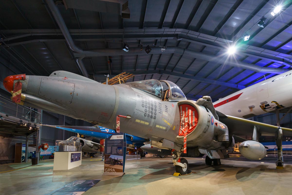 Hawker Harrier II GR.9A ZD433 on display at the Royal Navy Fleet Air Arm Museum.