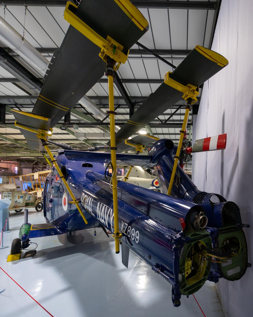 Wesltand Lynx HAS.3 XZ699 showing tail folding arrangement at the Fleet Air Arm Museum.