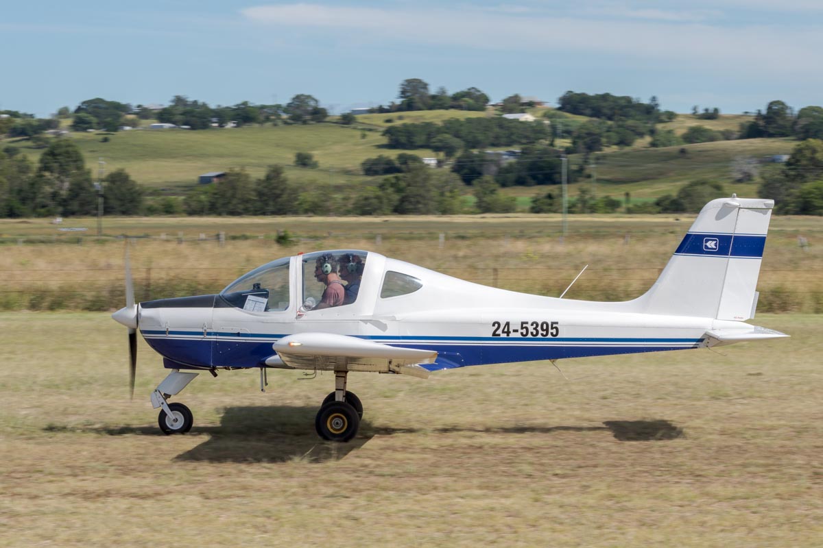 Airsport Qld Tecnam P96 Golf 100 24-5395 takes off at the Airsport Qld breakfast fly-in.