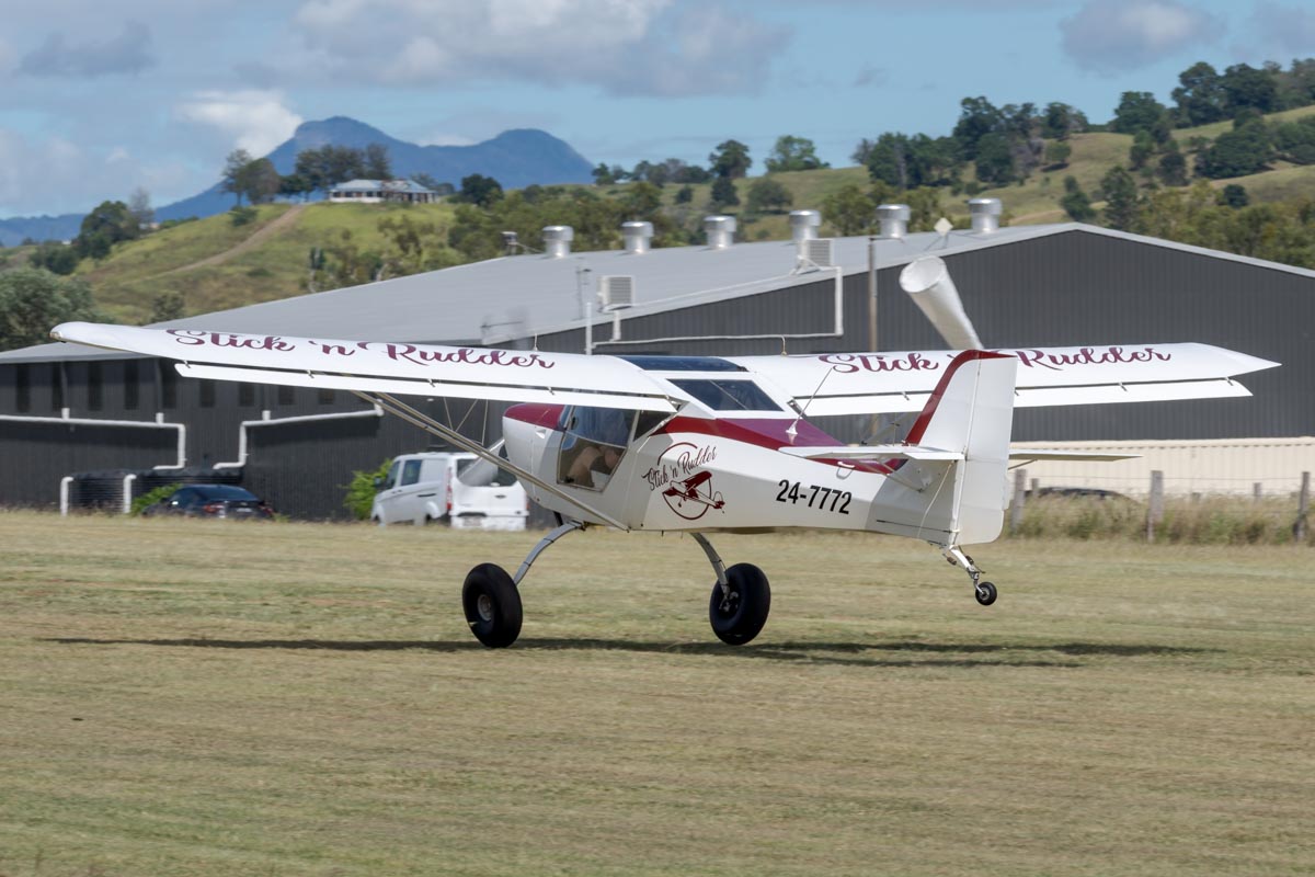 Aeropro Eurofox 2K 24-7772 takes off at the Airsport Qld breakfast fly-in.