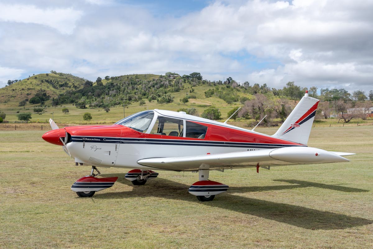 Piper PA-28-180 Archer VH-PYX parked at the Airsport Qld breakfast fly-in.