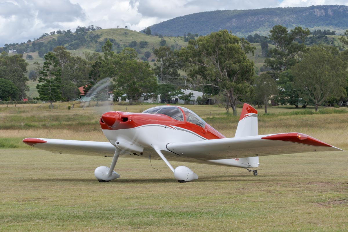 Vans Aircraft RV-7 VH-PSW taxiing at the Airsport Qld breakfast fly-in.