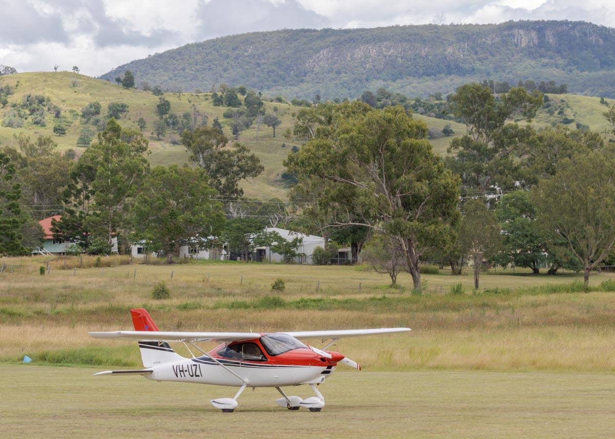 Tecnam P2008 VH-UZI parked at the Airsport Qld breakfast fly-in.
