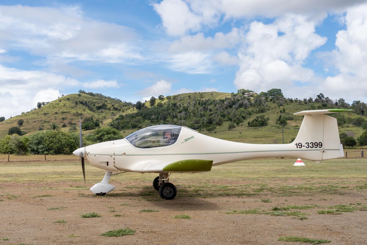 Atec 122 Zephyr 19-3399 taxiing at the Airsport Qld breakfast fly-in.